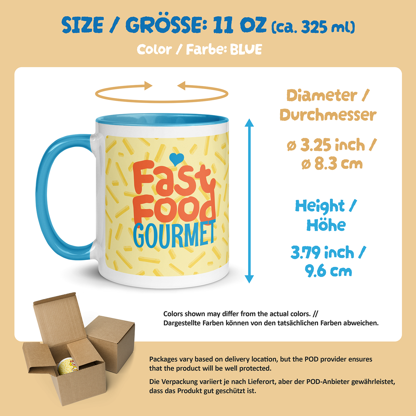 Tasse "Fast Food Gourmet" (mit farbiger Innenseite)