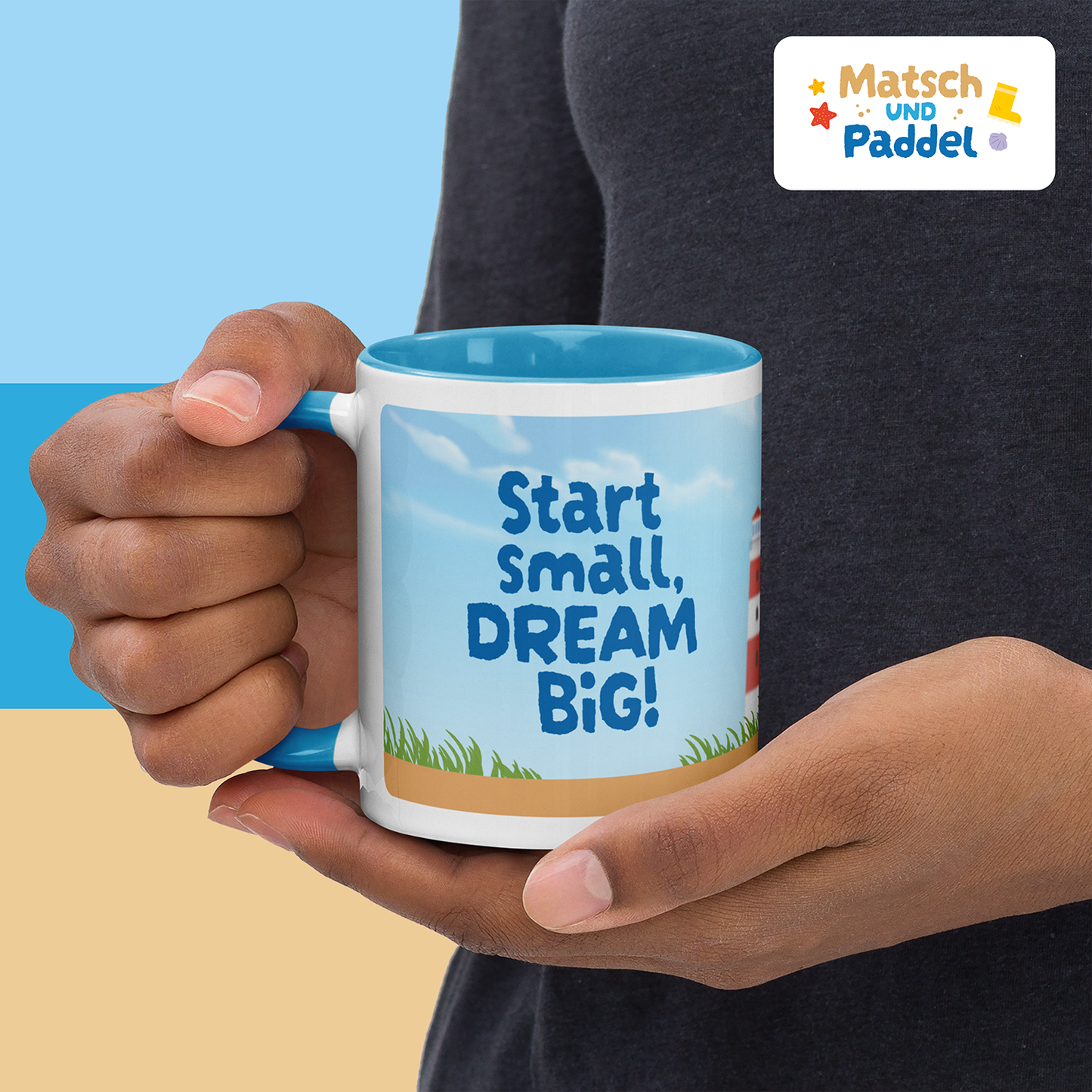 Tasse "Start small, dream BIG" (mit farbiger Innenseite)