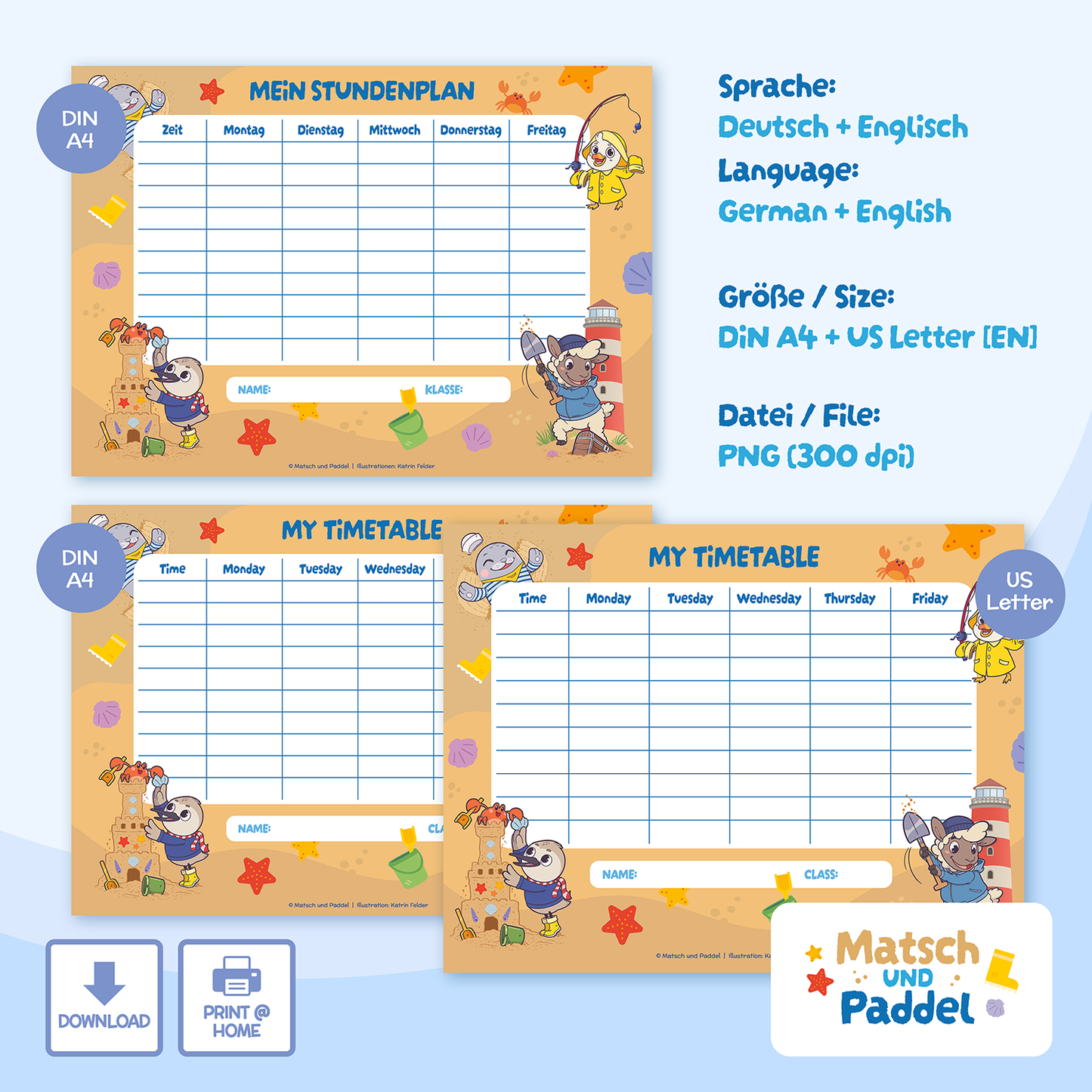 Stundenplan "Matsch und Paddel" Motiv 3 [DOWNLOAD]